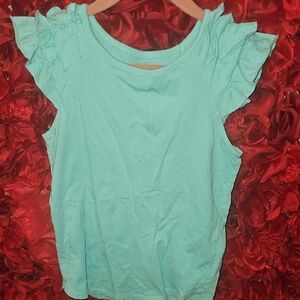 Crazy 8 Girls Aqua Ruffle Sleeve Tank Top Size 7/8